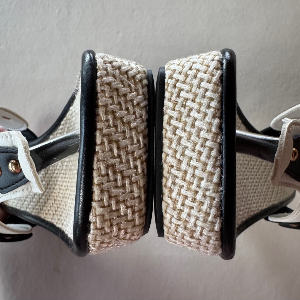 NWT Platform Thong Sandals White Black Adjustable (40) - Picture 11 of 17